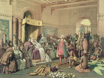 Kolumbus am königlichen Hof von Spanien in Barcelona